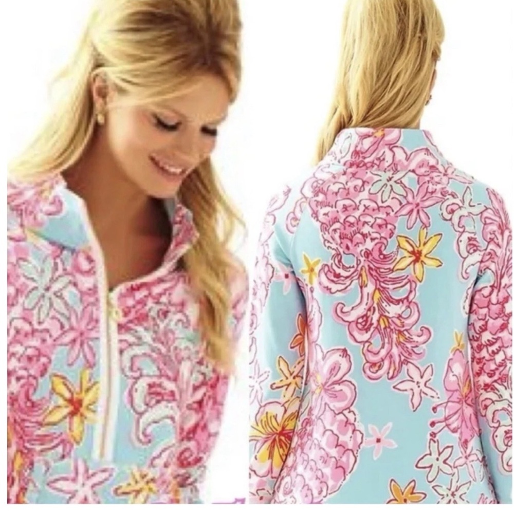 Lilly Pulitzer Breakwater Blue Lolita Skipper Popover Quarter Zip Sweatshirt‎ M - Picture 7 of 12